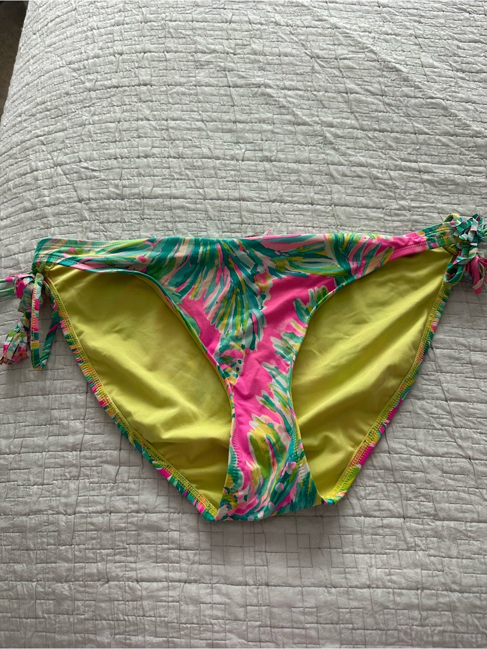 Lilly Pulitzer Pink & Lime Palm Print Tie-Side Bikini Bottoms